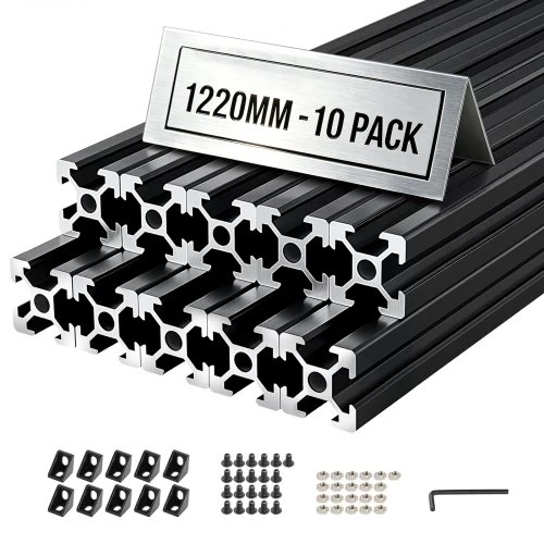 VEVOR 10 vnt. 2020 aliuminio profilių, 1220 mm, juodi