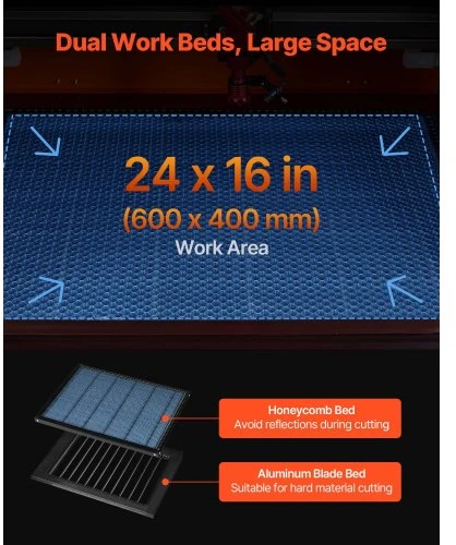 VEVOR 60W CO2 lazerinis graviravimo ir pjovimo įrenginys