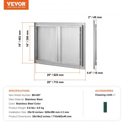 VEVOR lauko virtuvės durys su rankenomis