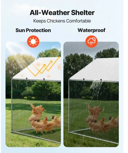 VEVOR Didelė metalinė vištidė 3 x 8 x 2 m