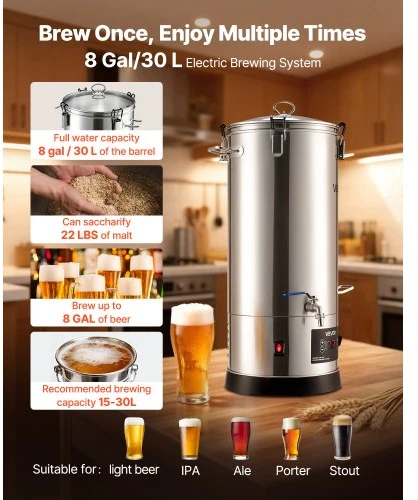 VEVOR Elektrinė alaus gamybos sistema, 30L