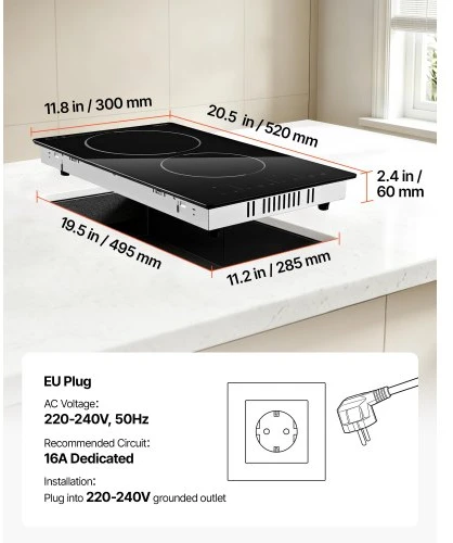 VEVOR Elektrinė kaitlentė 30 cm, 2 kaitvietės