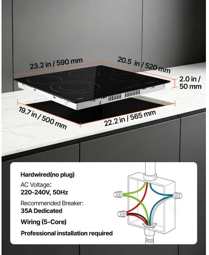 VEVOR Elektrinė kaitlentė 60 cm, 4 zonos