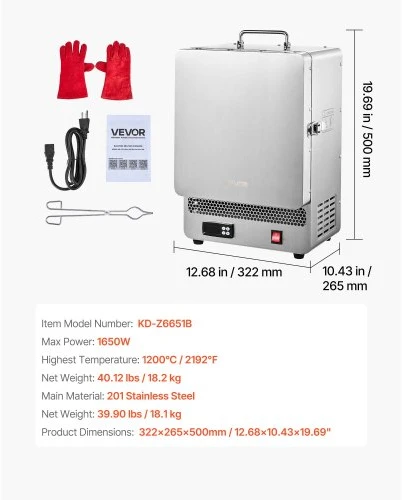 VEVOR Elektrinė lydymo krosnis su PID valdymu