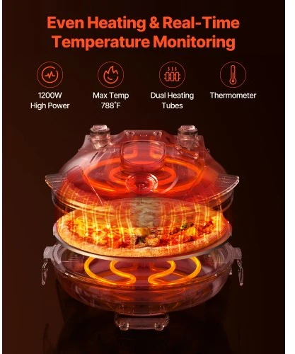 Vaflinė VEVOR Elektrinė picų krosnelė su akmenine kaitinimo plokšte