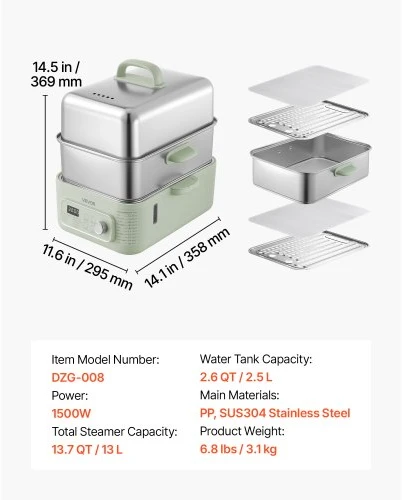 VEVOR Elektrinis maisto garintuvas 13 l, 2 aukštų