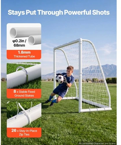VEVOR Futbolo vartai 2,44 x 1,82 m iš PVC