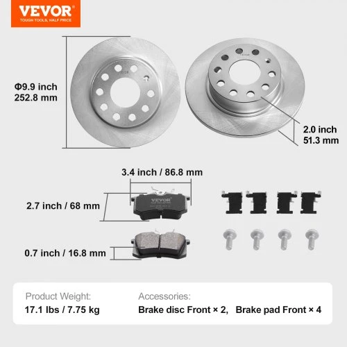 VEVOR Galinių stabdžių komplektas Audi A3 (8P)