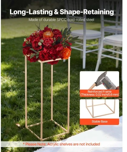 VEVOR 60 cm aukso gėlių stovas vestuvėms