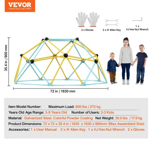 VEVOR Geometrinis laipiojimo kupolas vaikams