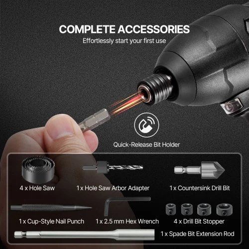 VEVOR Grąžtų ir atsuktuvų rinkinys su dėklu