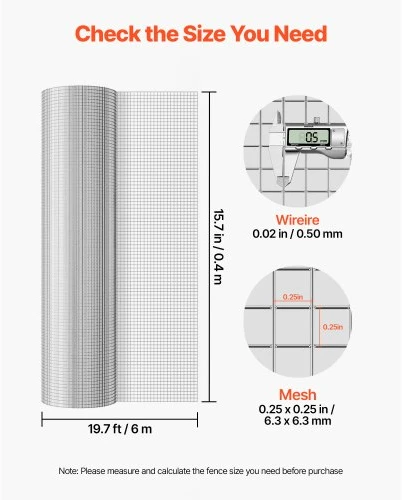 VEVOR Suvirintas metalinis tinklas 0,4 x 6 m