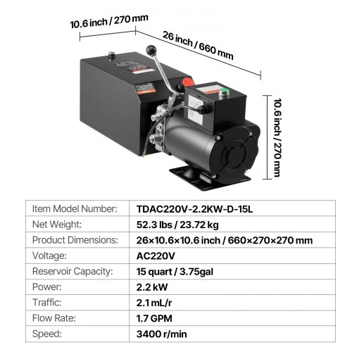 VEVOR Hidraulinis siurblys AC 220V, 15 litrų talpos