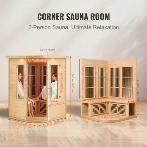 VEVOR Infraraudonųjų spindulių dvivietė medinė sauna