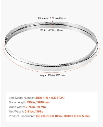 VEVOR Juostinis pjūklas 3810 mm ilgio, 19 mm pločio