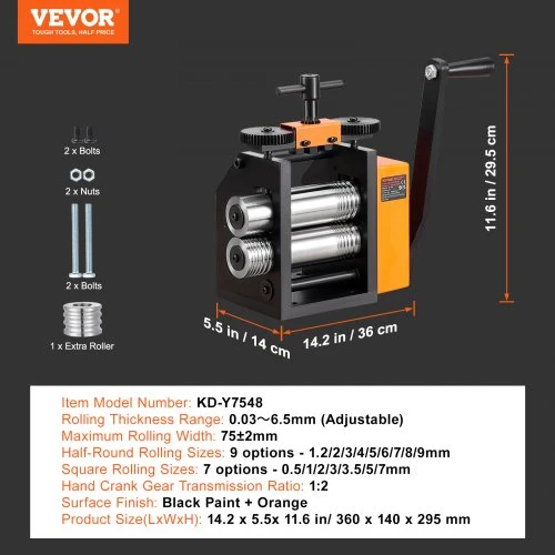 VEVOR Metalo juvelyrikos valcavimo staklės 75 mm