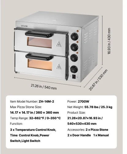 VEVOR Elektrinė stalviršinė picos krosnelė 14" picai