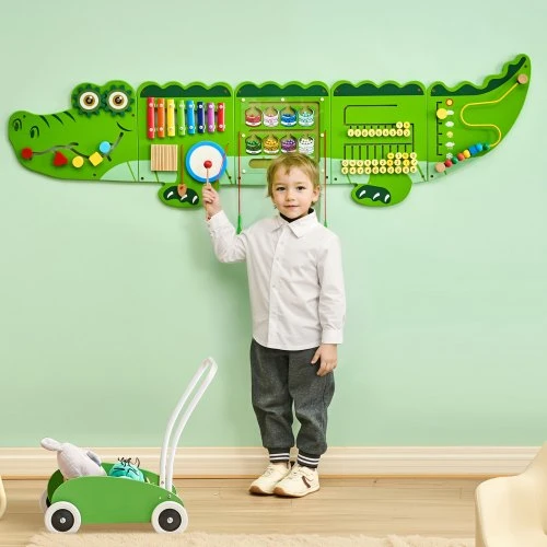 VEVOR Krokodilo veiklos sieninė lenta, 9 veiklos, Montessori jutiminės plokštės, vaikams 3–12 m.