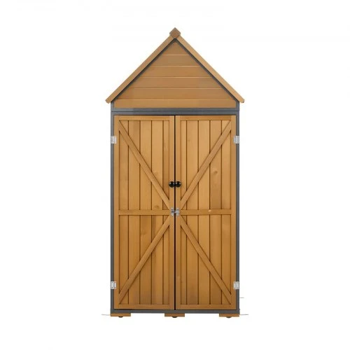 VEVOR Lauko sandėliavimo spinta SC-04, medžio ir metalo, ruda, 112 x 170 cm