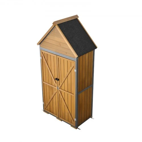 VEVOR Lauko sandėliavimo spinta SC-04, medžio ir metalo, ruda, 112 x 170 cm