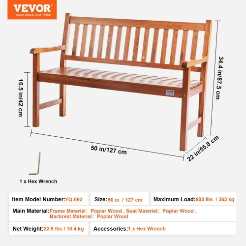 VEVOR lauko medinė suoliukas 127 cm
