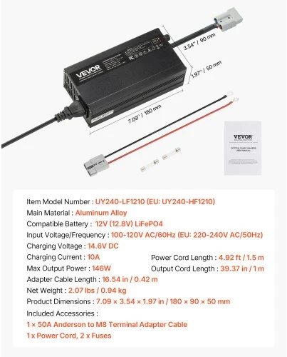 VEVOR 12V 10A išmanusis LiFePO4 kroviklis RV
