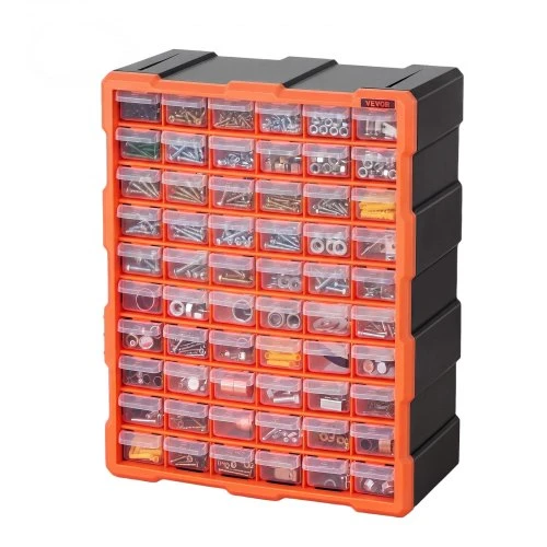 VEVOR Mažų detalių organizatorius MJ10505, 60 stalčių, PP plastikas, juoda / oranžinė, 39 x 16 x 50 cm
