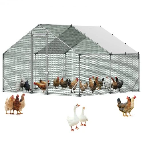 VEVOR Didelis metalinis vištidės voljeras 3 x 3 x 2 m