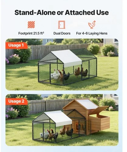 VEVOR Metalinis vištų aptvaras 4–6 vištoms, 1 x 2 x 1 m