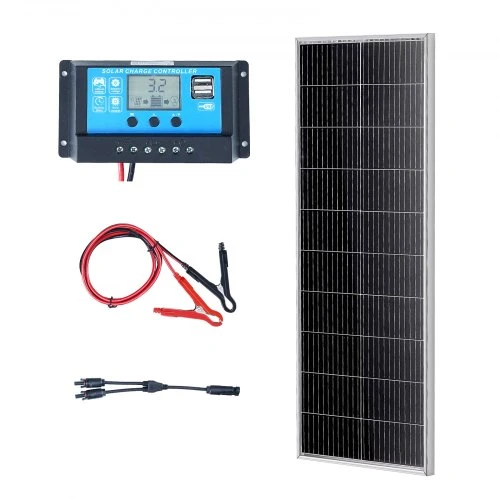 VEVOR 100W monokristalinis saulės kolekcija ir valdiklis
