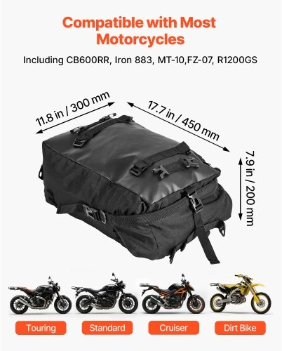 VEVOR Universalus motociklo galinis krepšys 30 L