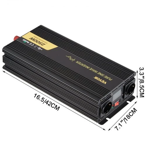 VEVOR Grynos sinusinės bangos keitiklis 2500W, USB