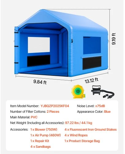 VEVOR Pripučiamas dažymo paviljonas 4 x 3 x 2.8 m