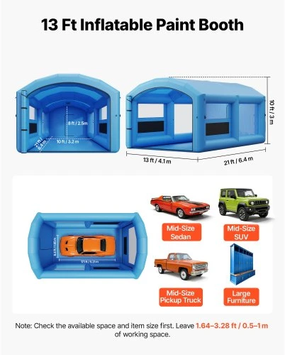 VEVOR Pripučiama dažymo kabina 6,4 x 4,1 x 3 m