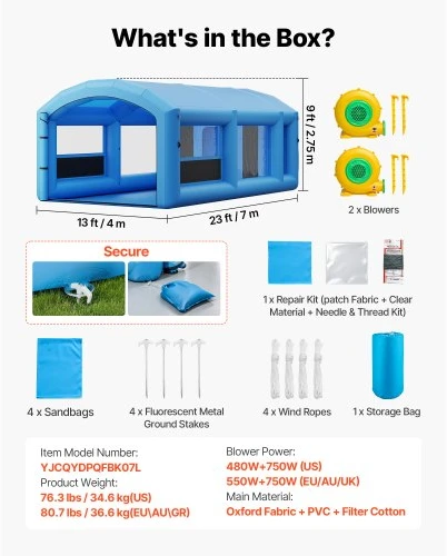 VEVOR Pripučiamas dažymo paviljonas 7 x 4 x 2.75 m