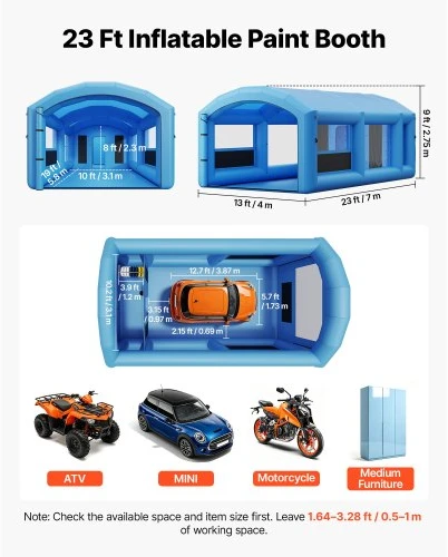 VEVOR Pripučiamas dažymo paviljonas 7 x 4 x 2.75 m