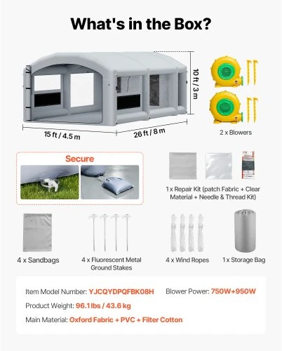 VEVOR Pripučiama dažymo kabina 8 x 4,5 x 3 m