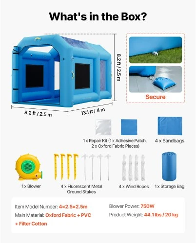 VEVOR Pripučiama dažymo kabina 4 x 2,5 x 2,5 m