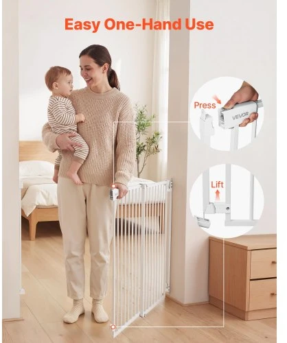 VEVOR Reguliuojami varteliai šunims ir laiptams, plienas ir ABS, balti, 78-121 cm, aukštis 76 cm