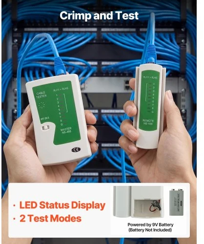 VEVOR RJ45/RJ11/RJ12 užspaudimo įrankis, rinkinys 4/6/8 kontaktų modulinėms jungtims, HT-6088