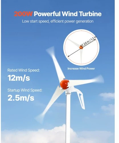 VEVOR 12V 400W saulės ir vėjo energijos rinkinys