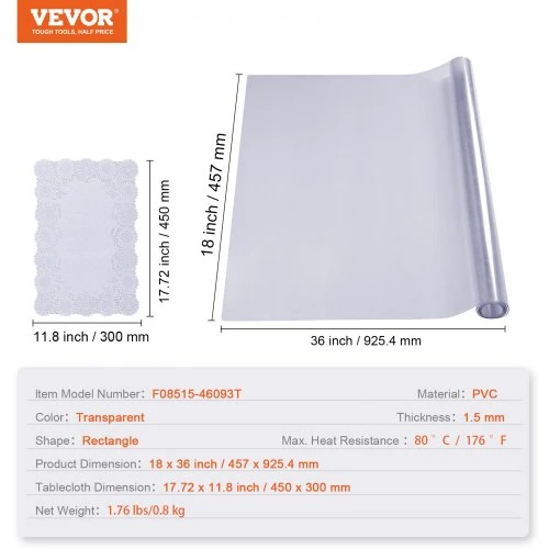 VEVOR Permatomas stalo užtiesalu apsauga 45 x 92 cm