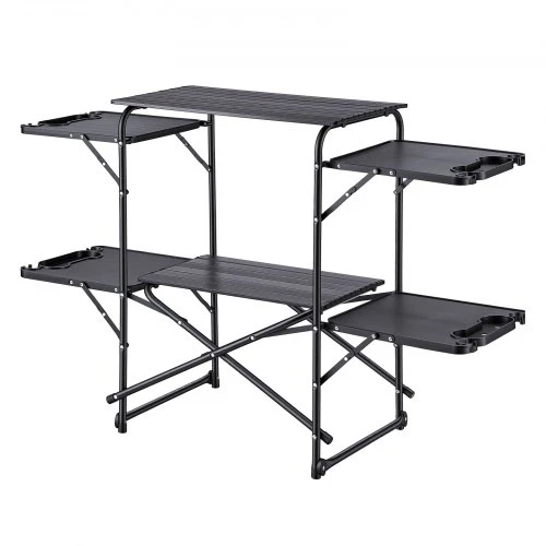 VEVOR Stovyklavimo virtuvės stalas 13045, sulankstomas, su 4 šoniniais staliukais, 130 x 45 x 90 cm