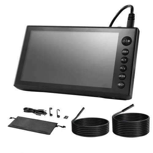 VEVOR Trigubo objektyvo endoskopas su dvigubu kabeliu, 7" HD IPS padalintas ekranas, 8+2 LED, 8X priartinimas, 5000 mAh, IP67, 5 m + 3 m