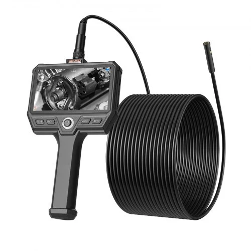 VEVOR Trigubos lęšio endoskopas su 10 m kabeliu, 5" HD IPS ekranu, 8 + 2 šviesomis, 8X priartinimu, 5000 mAh, IP67