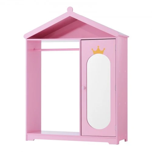 VEVOR Vaikiška persirengimo drabužių spinta su veidrodžiu, rožinė, 99 x 17 x 39 cm