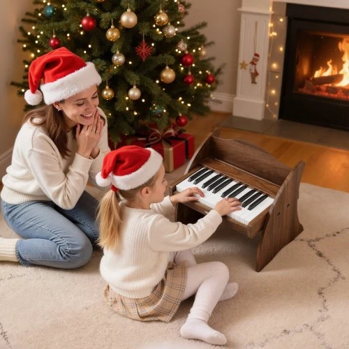 VEVOR Vaikiška medinė pianino klaviatūra, edukacinis muzikinis žaislas, 25 klavišai riešutmedžio, vaikiškas medinis pianinas, mini skaitmeninis pianinas vaikams