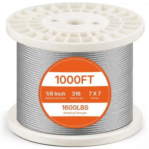 VEVOR Nerūdijančio plieno trosas 1/8" 1000 pėdų