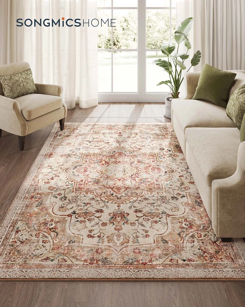 SONGMICS HOME Vintage kilimas 160 x 230 cm, pūkuotas, kapučino spalvos