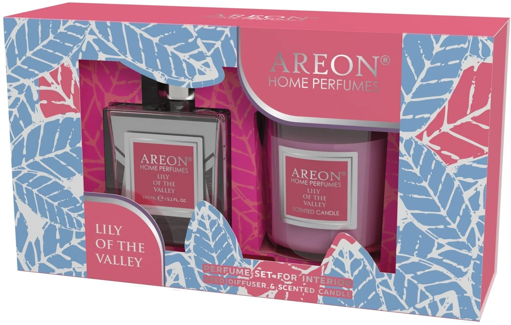 Areon Rinkinys Kvapas 150 ml+žvakė Lily of the Valley